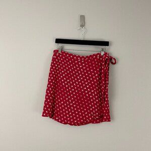 Madewell Wrap Mini Skirt in Bandana Flower Red Size 10
